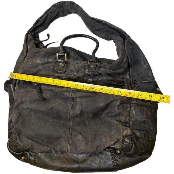 Rare Tough Jeansmith Military Surplus Brown Leather  Large Shoulder Bag - Picture 9 of 9